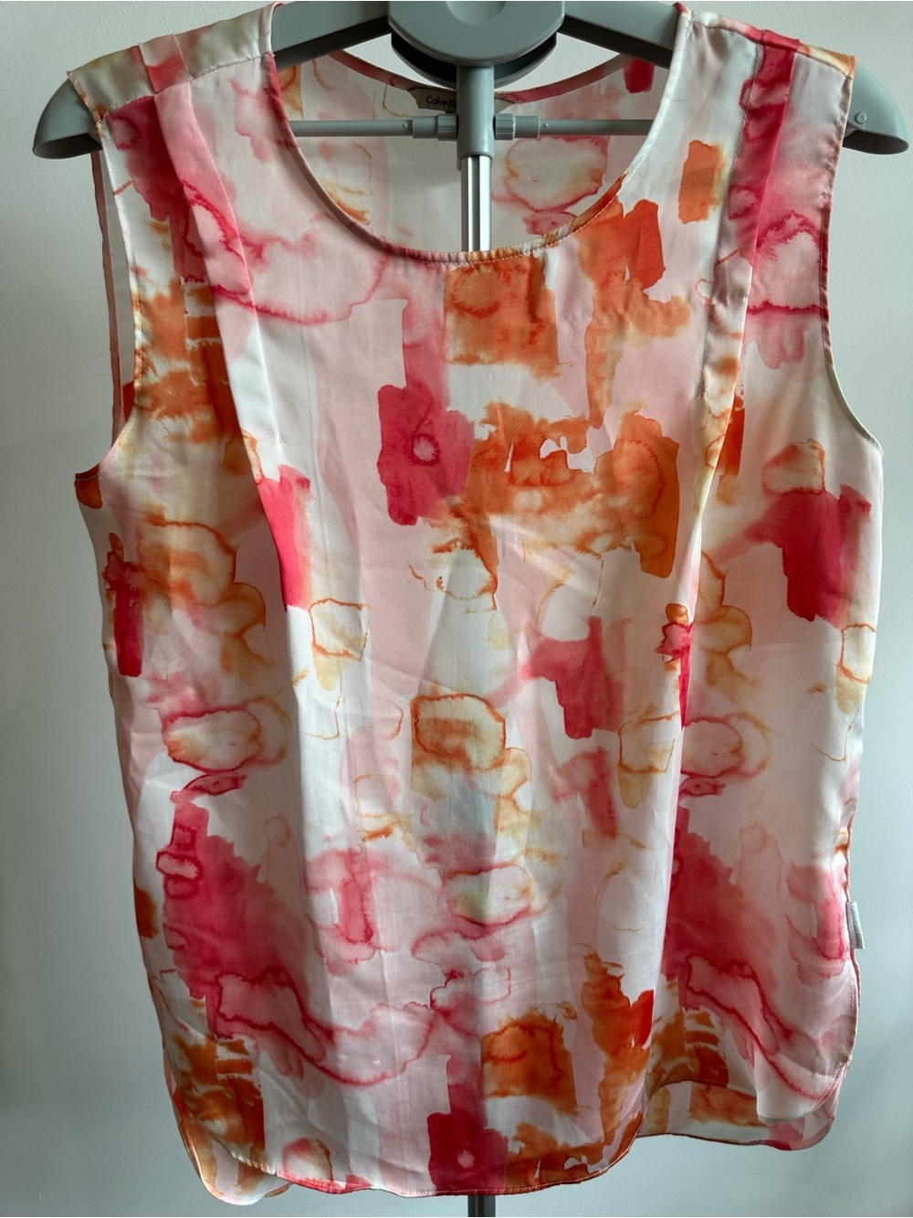 Calvin Klein Watercolor Floral Sleeveless Camisole - Pink & Orange